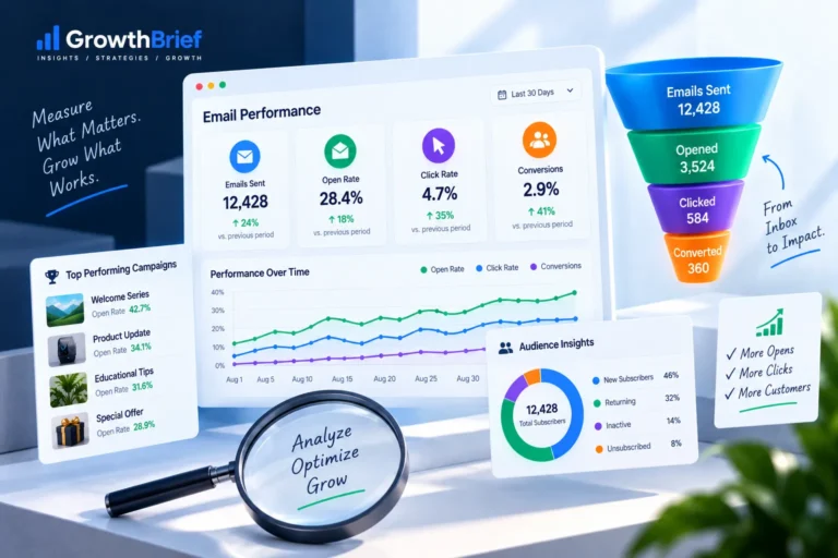 Email marketing performance dashboard with campaign metrics and analytics