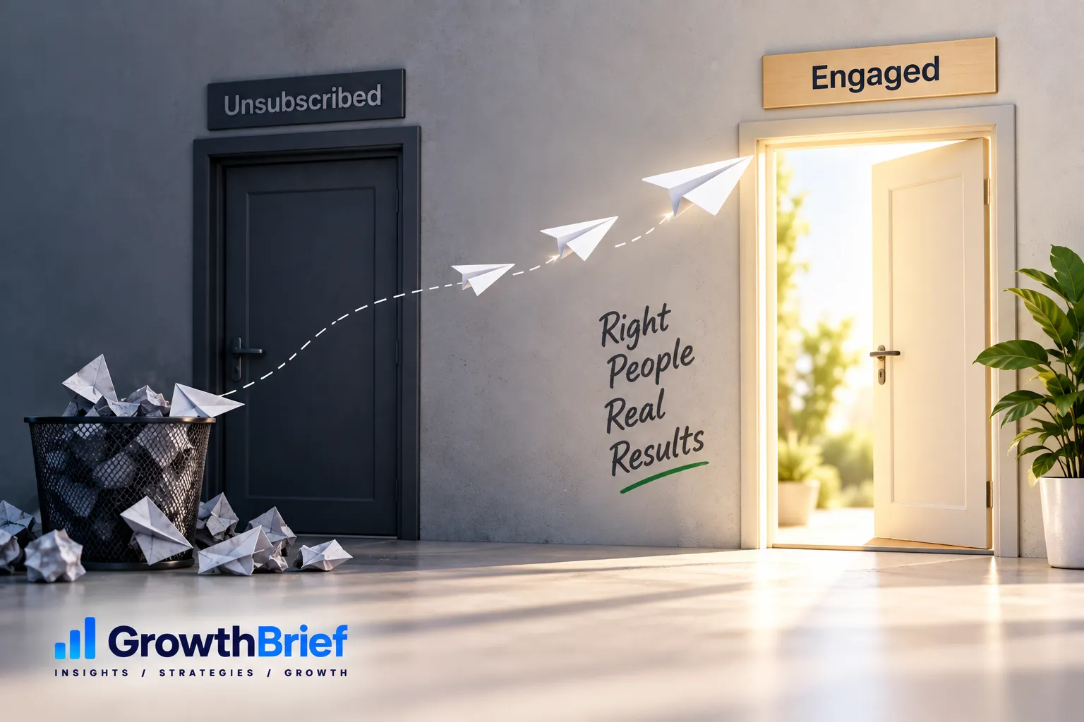 Conceptual path from disengaged subscribers toward stronger email engagement